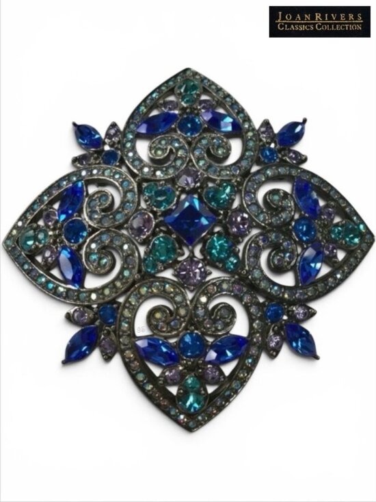 Joan Rivers Jewelry - Vintage Joan Rivers Maltese Cross Brooch – Sapphire, Lavender & AB Rhinestones